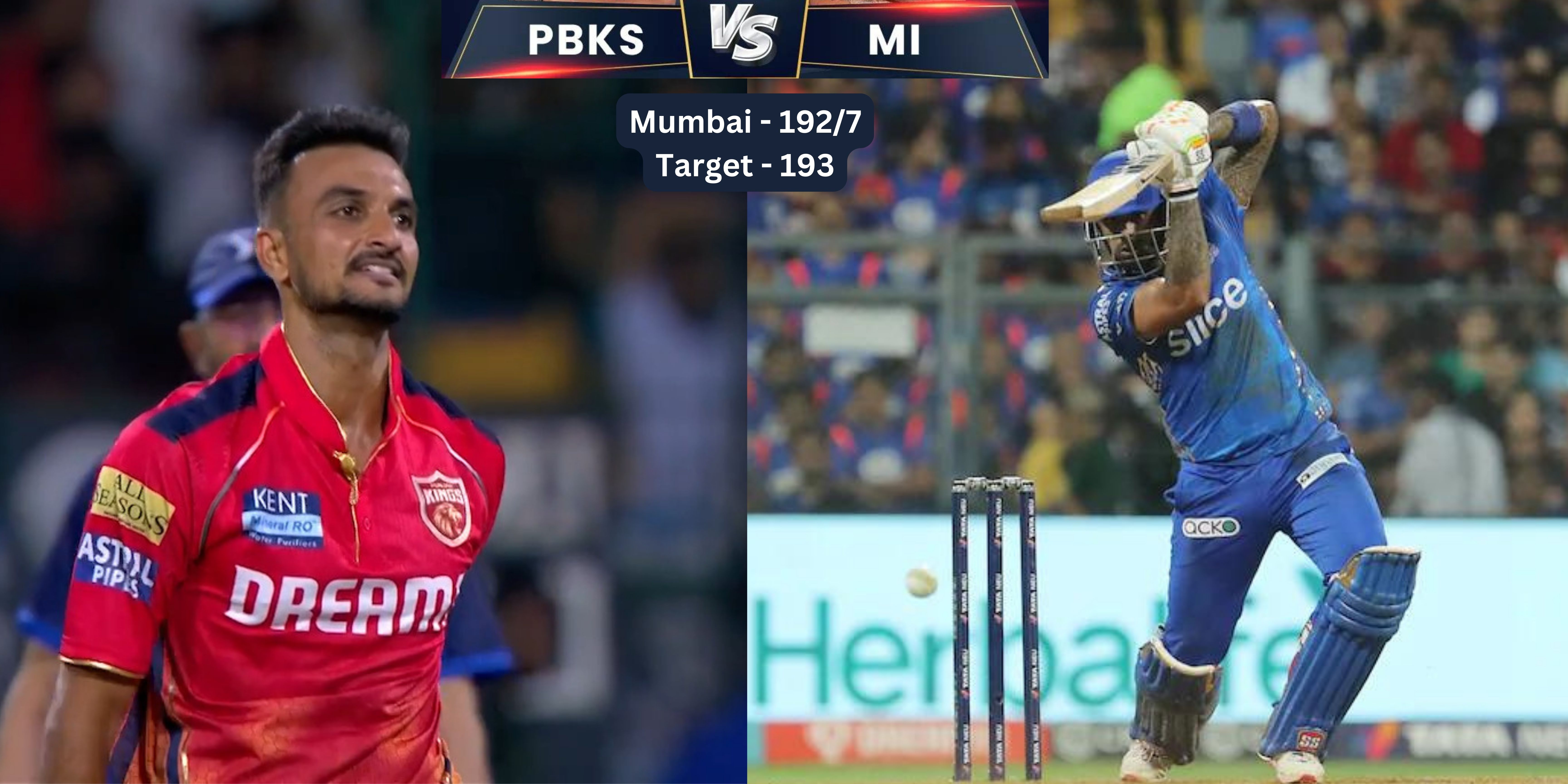 IPL 2024 : PBKS vs MI , सूर्या की आतिशी पारी की मदत से मुंबई ने दिया 193 का लक्ष्य