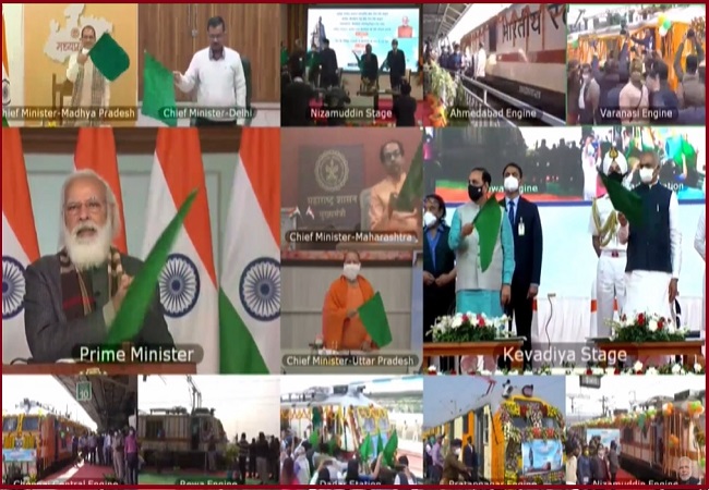 केवडिय़ा पहुंचना हुआ आसान, पीएम मोदी ने एक साथ 8 ट्रेनों को दिखाई हरी झंडी