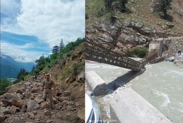हिमाचल : पर्यटकों की गाड़ी पर गिरे पत्थर, आठ की मौत, तीन घायल, करोड़ों से बना पुल टूटा, गांव का संपर्क कटा 