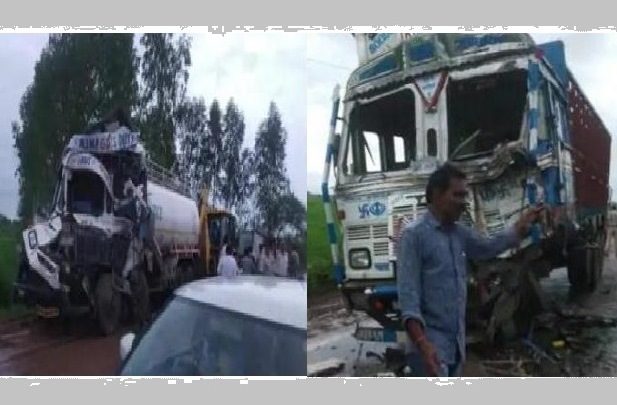 जबलपुर में आमने-सामने से हुई भिड़ंत में ट्रक-टेंकर के परखच्चे उड़े, 4 गंभीर