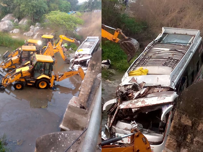एमपी: आलीराजपुर के करीब नदी में गिरी यात्रियों से भरी बस, 3 लोगों की मौत, 28 घायल