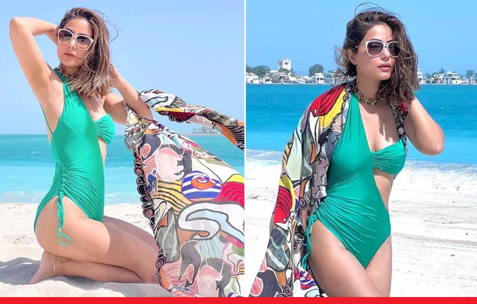 हिना खान ने सी ग्रीन कलर की मोनोकिनी पहन हॉट तस्वीरें शेयर की