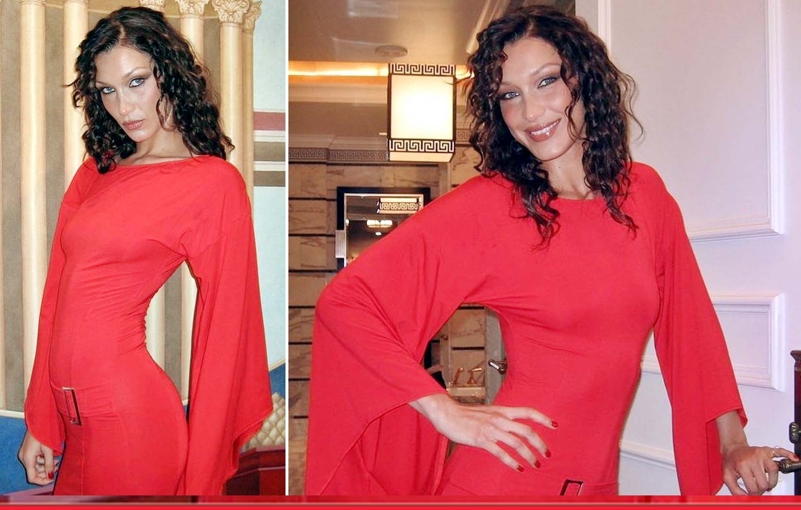 रेड ड्रेस में बेला हदीद ने लगाया ग्लैमरस का तड़का, दिए एक स्टाइलिश पोज