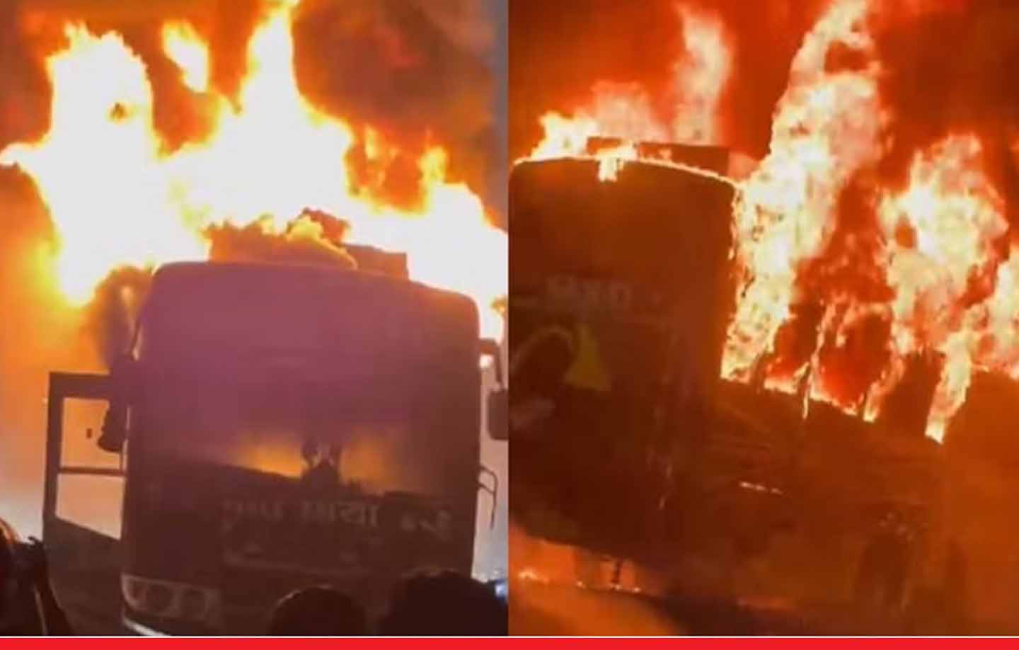 दिल्ली-जयपुर हाईवे पर हादसा: प्राइवेट स्लीपर बस में लगी आग, 2 यात्री जिंदा जले, 12 झुलसे