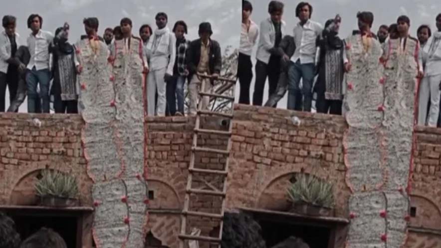 राजस्थान: 51 लाख रुपयों की माला में दबा दूल्हा, पहनने के लिए छत पर जाकर होना पड़ा खड़ा
