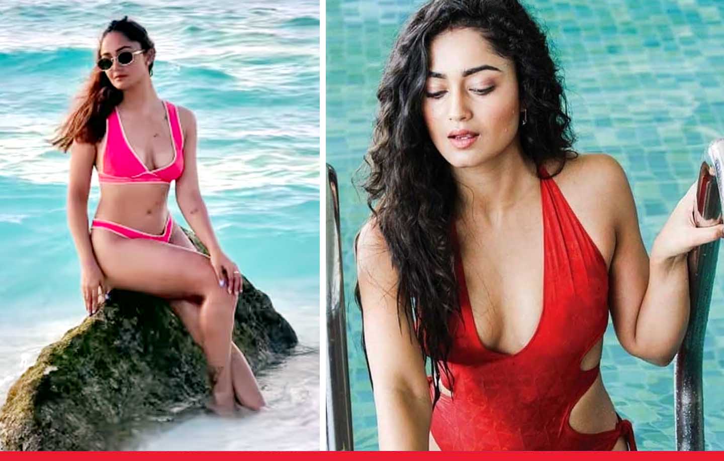 Tridha Choudhury ने रेड बिकिनी में समंदर किनारे दिए किलर पोज