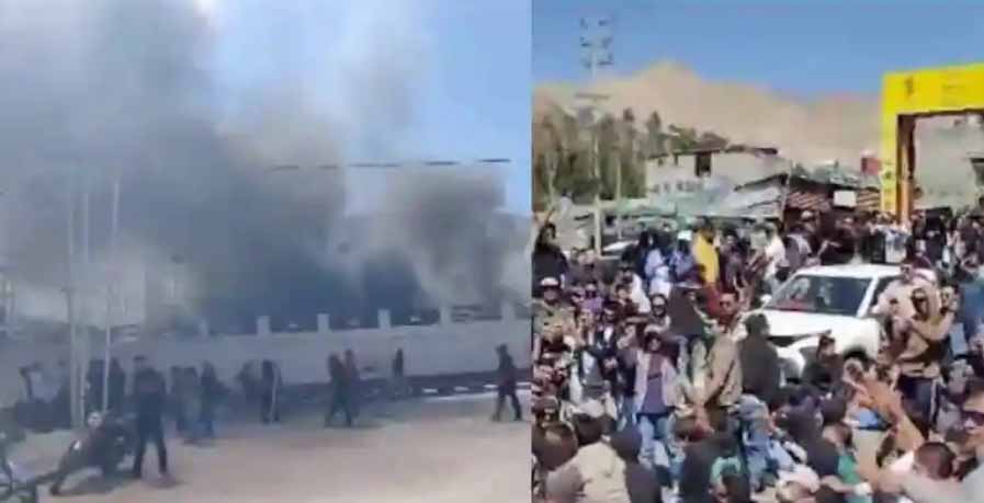 लद्दाख में बवाल- प्रदर्शनकारियों ने BJP ऑफिस में लगाई आग, लेह में सड़कों पर उतरे हजारों छात्र