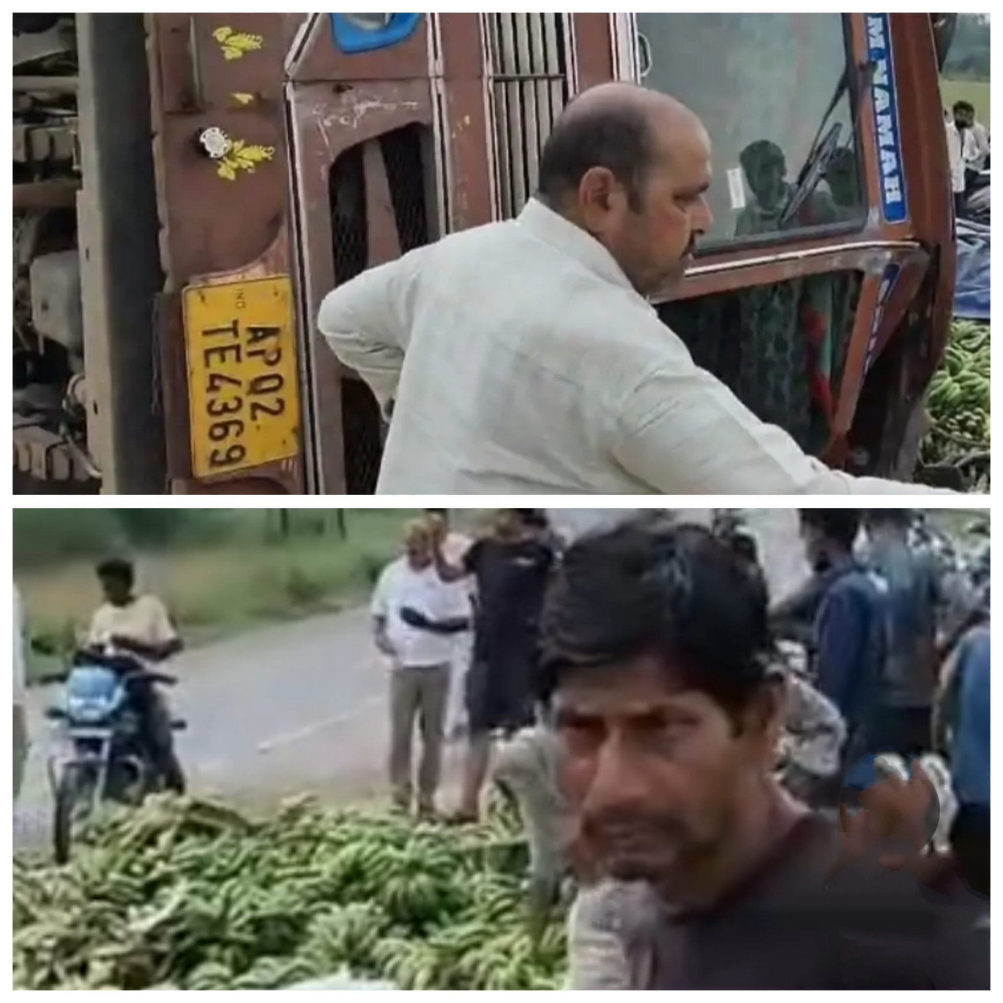 जबलपुर-रीवा हाईवे पर मैहर के समीप केला लदा ट्रक पलटा तो मची, लूट 3 घायल