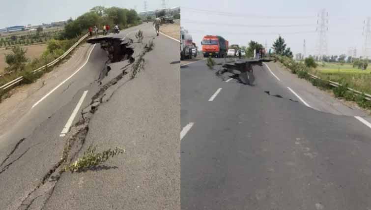 इंदौर-सागर को जोडऩे वाली सड़क का 100 मीटर हिस्सा धंसा, भोपाल में एक लेन पर ट्रैफिक बंद
