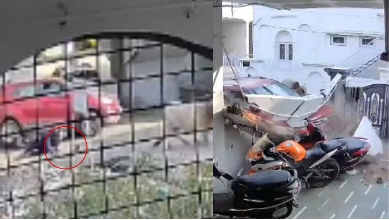 हैरान करने वाला वीडियो: 14 साल के लड़के ने चलाई हुंडई क्रेटा, देवास में घर की दीवार तोड़कर घुसी कार