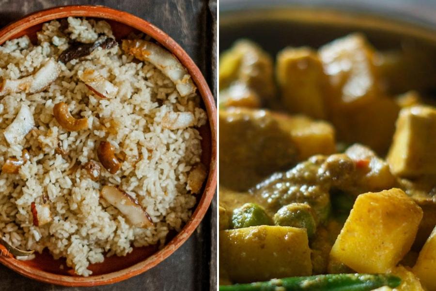 नर्केल दूध पुलाव और भोगेर निरामिष पनीर का स्वाद घर पर भी लें