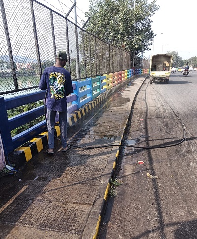 त्योहार से पहले जबलपुर में सफाई के साथ मार्गों की धुलाई शुरू धूल रहित हुआ कछपुरा ब्रिज