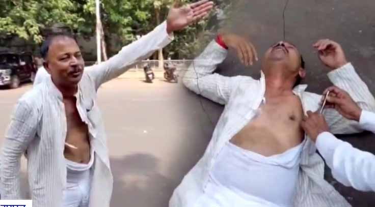 बिहार: आरजेडी नेता ने लालू यादव के घर के सामने कपड़े फाड़े