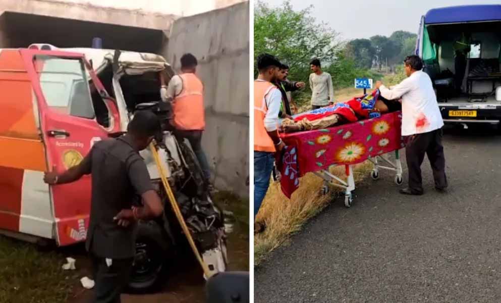 एमपी के मंदसौर में मरीज ले जा रही एंबुलेंस पुलिया से गिरी, 2 की मौत, एक गंभीर
