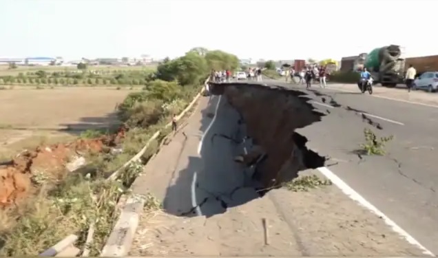 भोपाल में धंसा इंदौर–जबलपुर बायपास का हिस्सा फिर हुआ वायरल