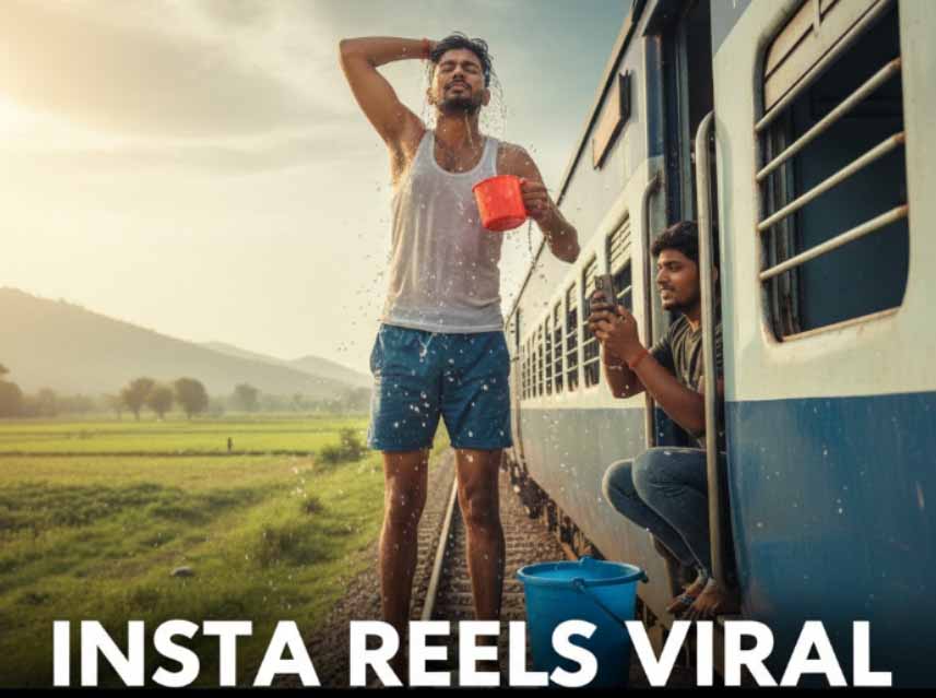 चलती ट्रेन के गेट पर बाल्टी लेकर किया 