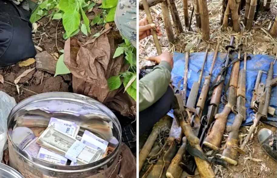 बालाघाट में नक्सलियों ने जमीन में गड़ा कर रखे थे आधुनिक हथियार-विस्फोटक समेत लाखों रुपए