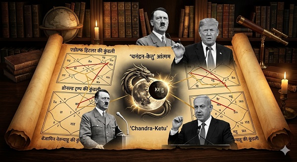 हिटलर ट्रंप और नेतन्याहू की कुंडलियों में चंद्र-केतु योग की चर्चा ज्योतिषीय विश्लेषण में उठे सवाल