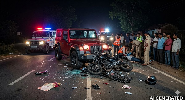 जबलपुर से नरसिंहपुर मार्ग पर भीषण सड़क हादसे में सरपंच सहित दो की मौत