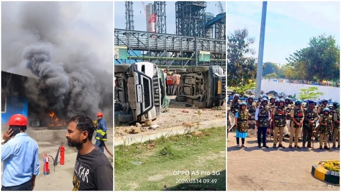 सिंगरौली में मजदूरों ने साथी की मौत से गुस्साकर, अडाणी पावर प्लांट में आगजनी, कई गाडिय़ों में तोडफ़ोड़