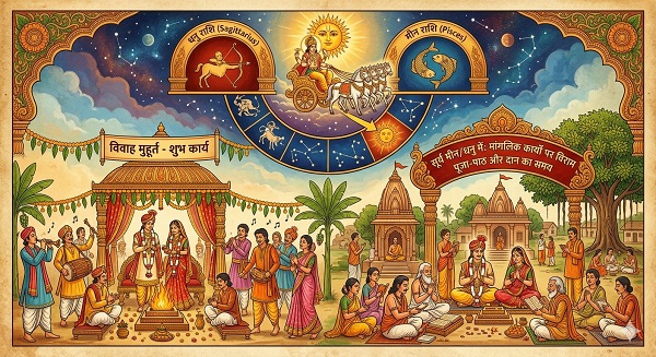 मीन और धनु में सूर्य प्रवेश से विवाह जैसे मांगलिक कार्यों पर विराम परंपरा और ज्योतिषीय मान्यता फिर चर्चा में