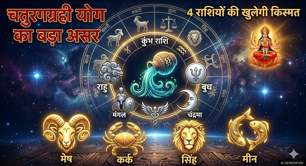 कुंभ राशि में चतुरग्रही योग से चार राशियों की चमकेगी किस्मत, बड़ा ज्योतिषीय संयोग बना चर्चा का विषय