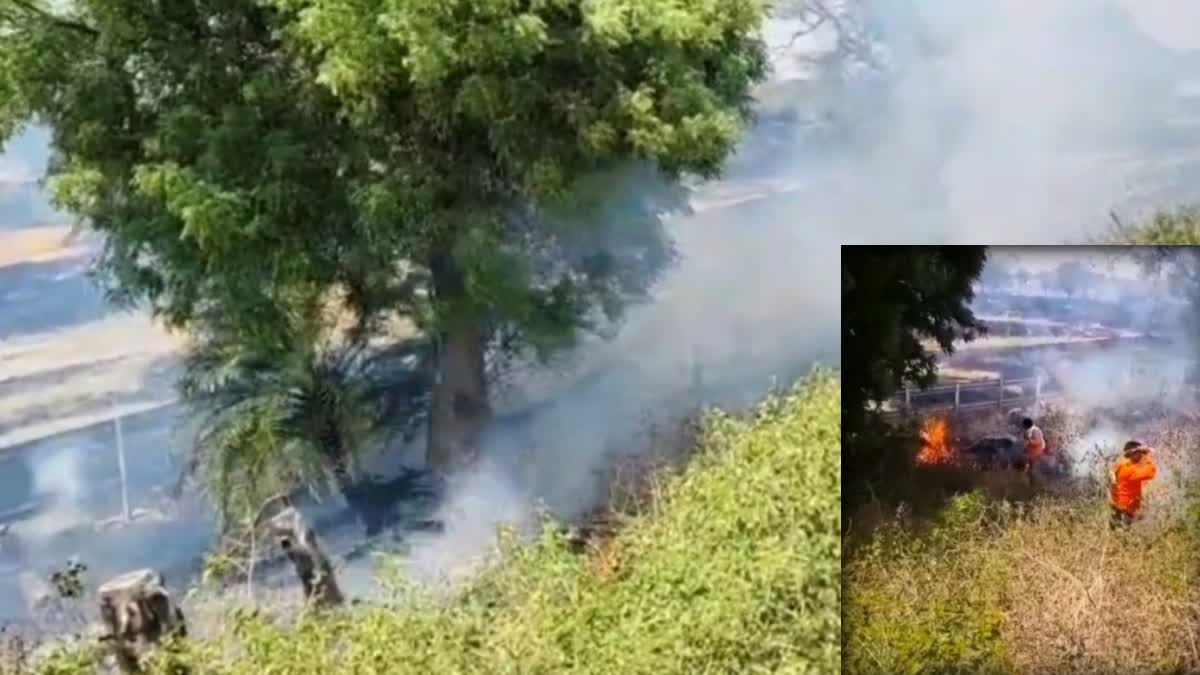 रेलवे ट्रैक पर पहुंची पराली की आग, 30 मिनट बंद रहा कोटा-नागदा के बीच ट्रेनों का आवागमन