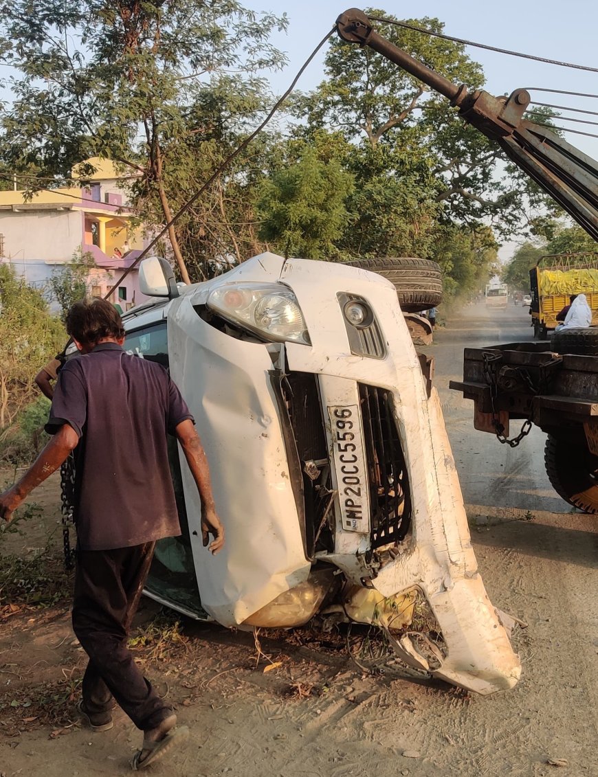 दमोह से जबलपुर आ रहे डॉक्टर की कार पलटी, कटंगी रोड पर झगरा के समीप हुआ हादसा