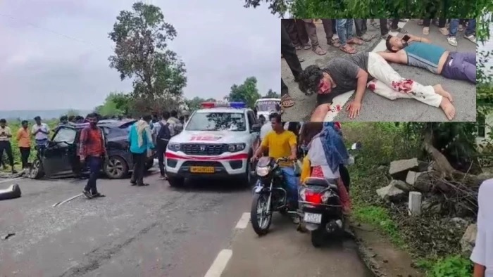 जबलपुर-मंडला हाईवे पर ट्रक और कार की भीषण टक्कर, एयरबैग खुलने से चार युवकों की बची जान