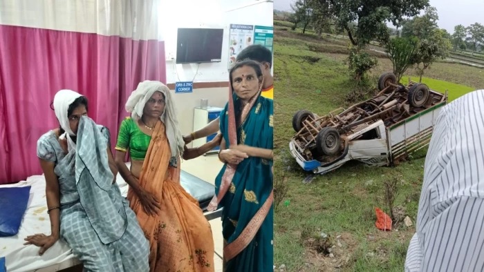 बालाघाट में  हादसा : धान रोपाई के लिए जा रही 18 महिलाओं से भरा पिकअप पलटा, दो गंभीर
