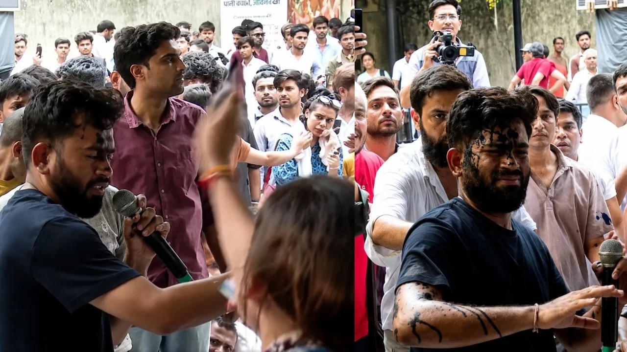 दिल्ली के जंतर-मंतर में हंगामा: जय श्री राम का नारा और महिला ने अभिजीत दीपके पर फेंकी स्याही
