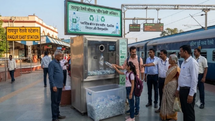 रायपुर स्टेशन पर लगेंगी प्लास्टिक बोतल क्रश मशीनें, रोजाना 2,000 बोतलों की होगी रीसाइकलिंग