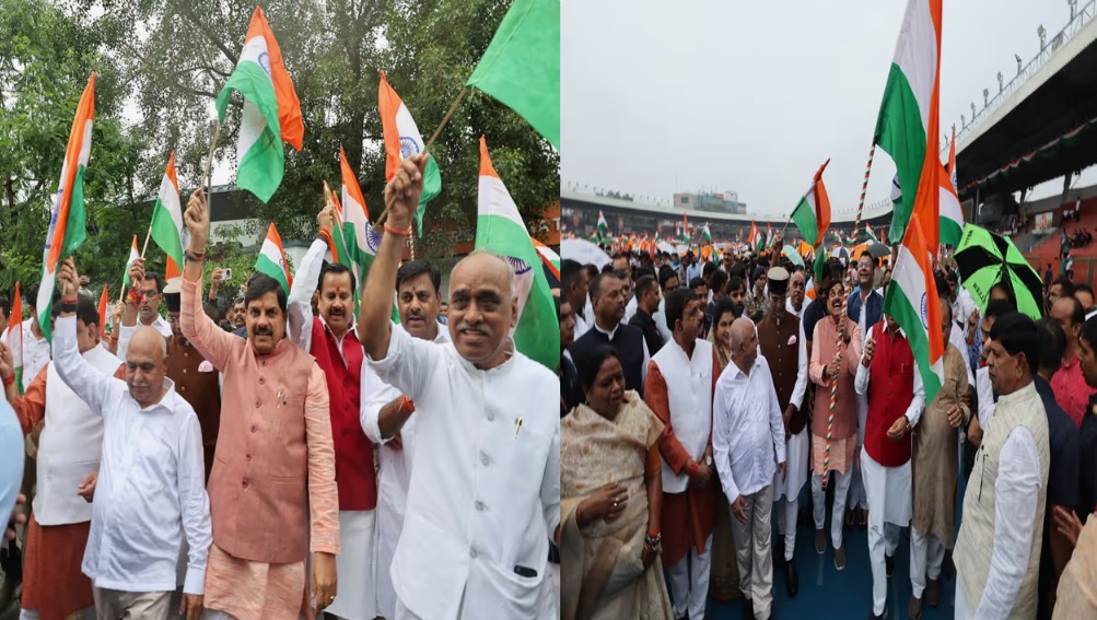 एमपी: हर घर तिरंगा अभियान की शुरुआत, बारिश के बीच सीएम मोहन यादव ने छोड़ा प्रोटोकॉल, बच्चों संग चले