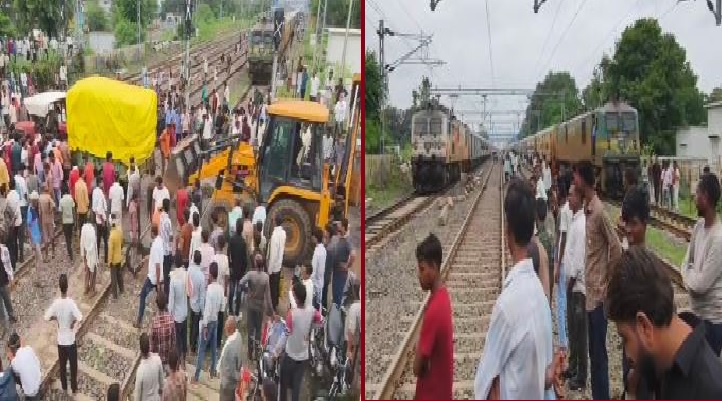 रेल फाटक पर मूंग से भरी ट्रैक्टर-ट्राली फंसी, एक घंटे से ज्यादा रुकी रहीं कई ट्रेनें..!