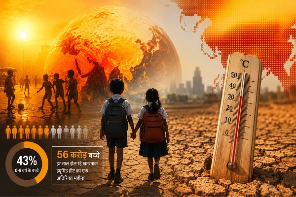 बच्चों पर जलवायु संकट की मार, 56 करोड़ बच्चे झेल रहे नम गर्मी का अतिरिक्त महीना