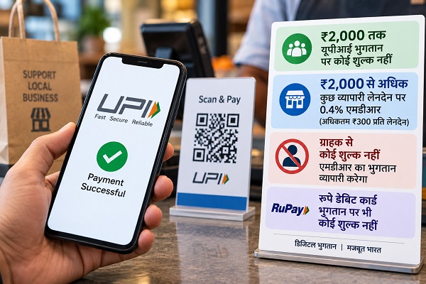 दो हजार रुपये से अधिक के यूपीआई भुगतान पर लगेगा एमडीआर, ग्राहक से नहीं लिया जाएगा शुल्क